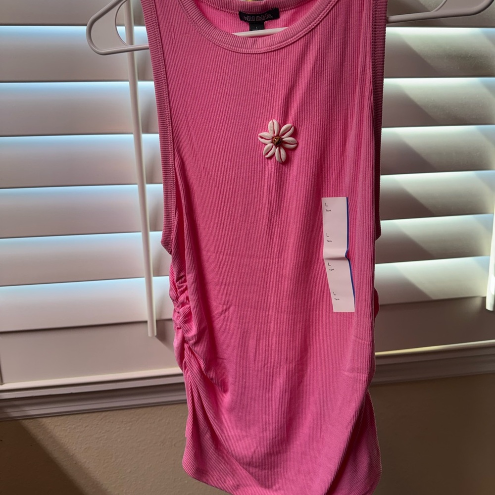 Wild Fable Pink Tank Top with Floral Detail